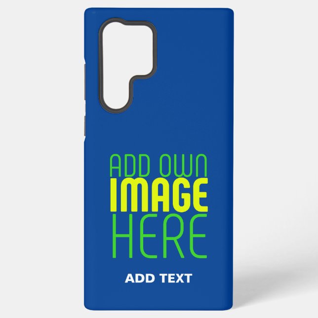 MODERN EDITABLE COBALT BLUE IMAGE TEXT TEMPLATE SAMSUNG GALAXY S22 ULTRA CASE (Back)