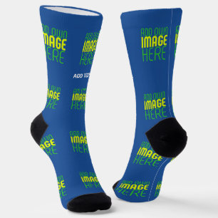 MODERN EDITABLE COBALT BLUE IMAGE TEXT TEMPLATE SOCKS