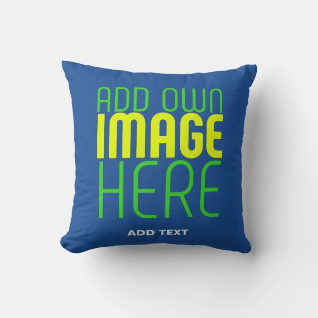 MODERN EDITABLE COBALT BLUE IMAGE TEXT TEMPLATE THROW PILLOW (Front)