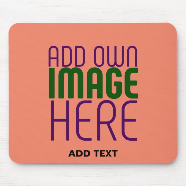 MODERN EDITABLE CORAL ORANGE IMAGE TEXT TEMPLATE MOUSE PAD (Front)