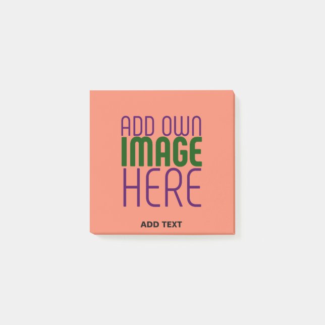 MODERN EDITABLE CORAL ORANGE IMAGE TEXT TEMPLATE POST-IT NOTES (Front)