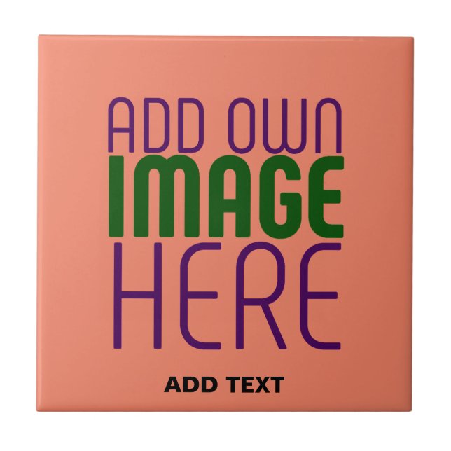  MODERN EDITABLE CORAL ORANGE IMAGE TEXT TEMPLATE TILE (Front)