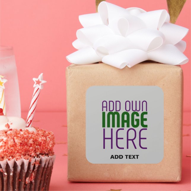 MODERN EDITABLE CUTE ASH IMAGE TEXT TEMPLATE PARTY SQUARE STICKER (Party)