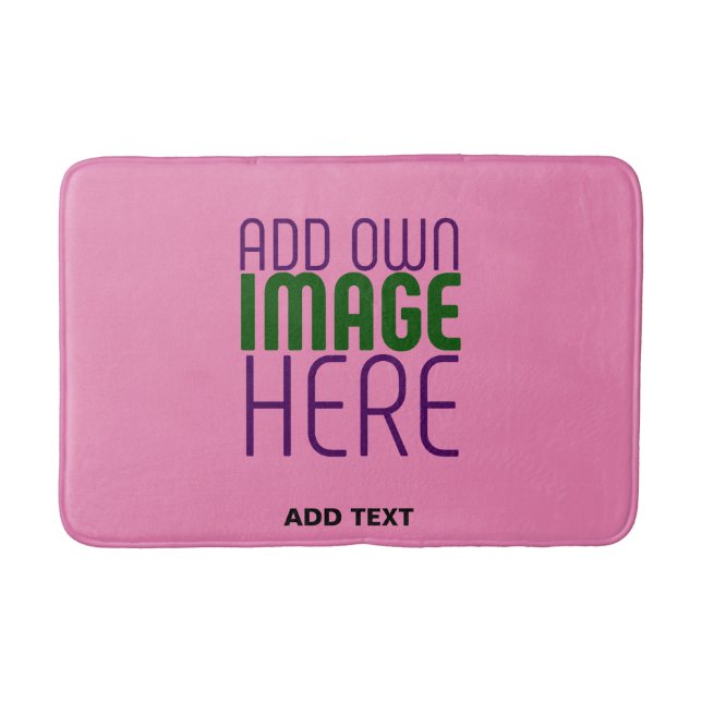 MODERN EDITABLE CUTE HOT PINK IMAGE TEXT TEMPLATE BATH MAT (Front)