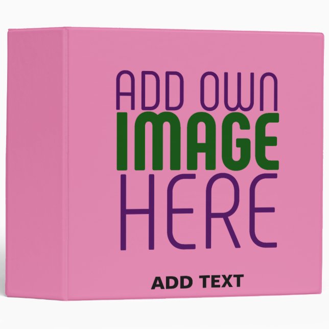MODERN EDITABLE CUTE HOT PINK IMAGE TEXT TEMPLATE BINDER (Front/Spine)