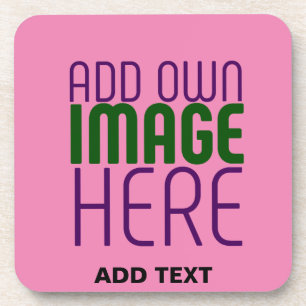 MODERN EDITABLE CUTE HOT PINK IMAGE TEXT TEMPLATE COASTER