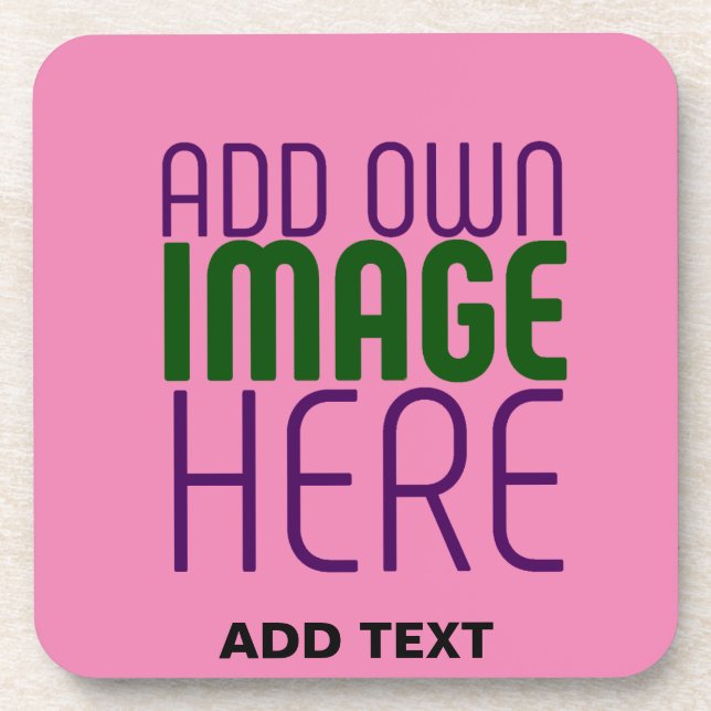 MODERN EDITABLE CUTE HOT PINK IMAGE TEXT TEMPLATE COASTER (Front)