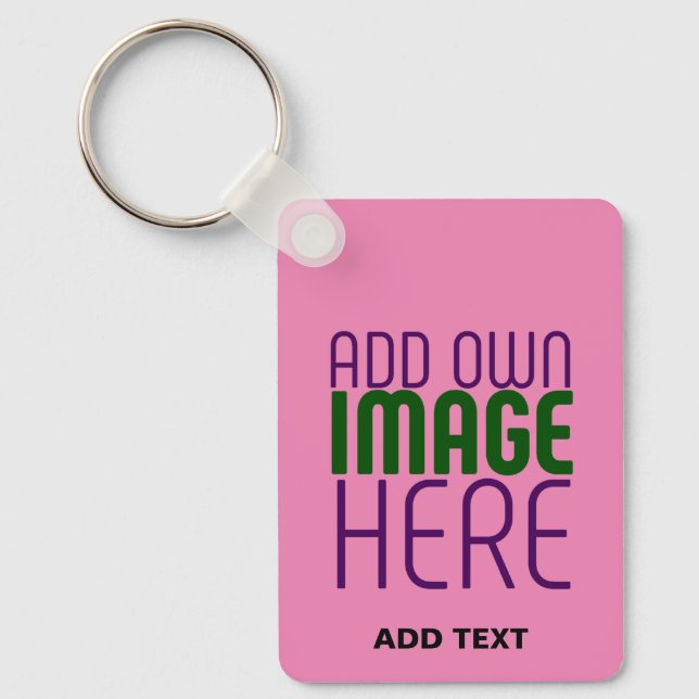 MODERN EDITABLE CUTE HOT PINK IMAGE TEXT TEMPLATE KEYCHAIN (Front)