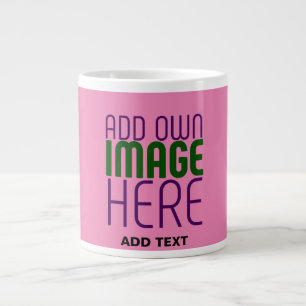 MODERN EDITABLE CUTE HOT PINK IMAGE TEXT TEMPLATE LARGE COFFEE MUG