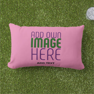 MODERN EDITABLE CUTE HOT PINK IMAGE TEXT TEMPLATE LUMBAR PILLOW