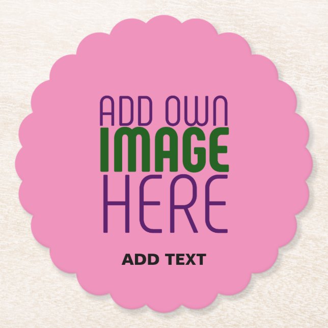 MODERN EDITABLE CUTE HOT PINK IMAGE TEXT TEMPLATE PAPER COASTER (Front)