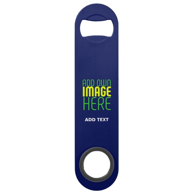 MODERN EDITABLE CUTE NAVY BLUE IMAGE TEXT TEMPLATE BAR KEY (Front)