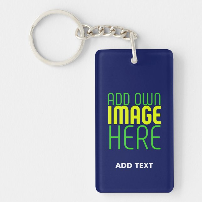 MODERN EDITABLE CUTE NAVY BLUE IMAGE TEXT TEMPLATE KEYCHAIN (Front)