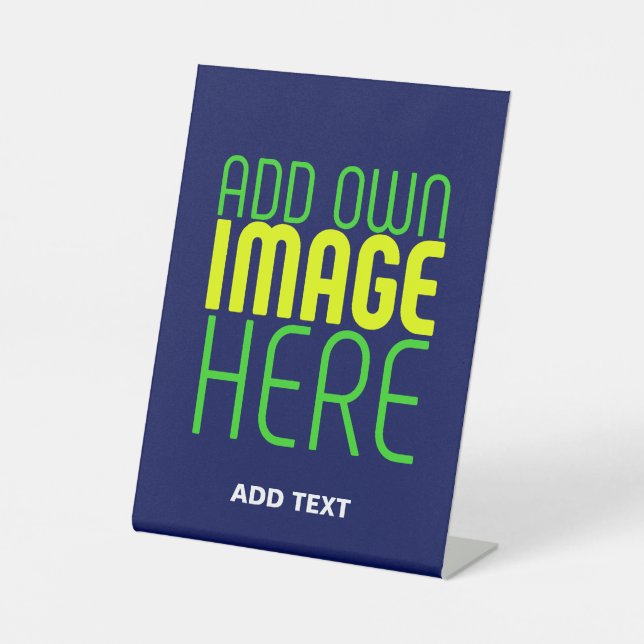 MODERN EDITABLE CUTE NAVY BLUE IMAGE TEXT TEMPLATE PEDESTAL SIGN (Front)