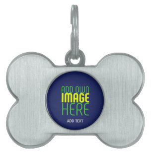 MODERN EDITABLE CUTE NAVY BLUE IMAGE TEXT TEMPLATE PET ID TAG