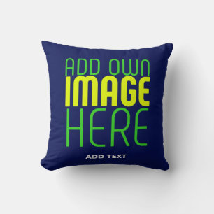 MODERN EDITABLE CUTE NAVY BLUE IMAGE TEXT TEMPLATE THROW PILLOW