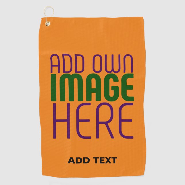 MODERN EDITABLE DARK ORANGE IMAGE TEXT TEMPLATE GOLF TOWEL (Front)