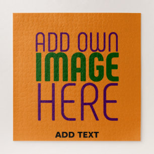 MODERN EDITABLE DARK ORANGE IMAGE TEXT TEMPLATE JIGSAW PUZZLE