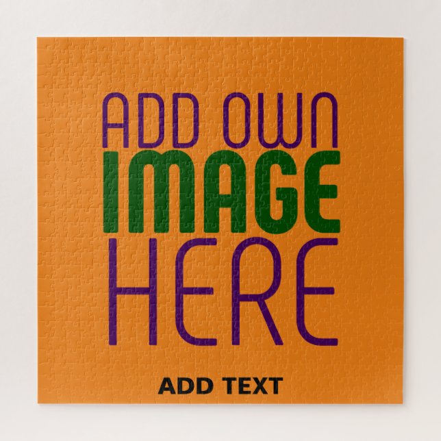 MODERN EDITABLE DARK ORANGE IMAGE TEXT TEMPLATE JIGSAW PUZZLE (Vertical)
