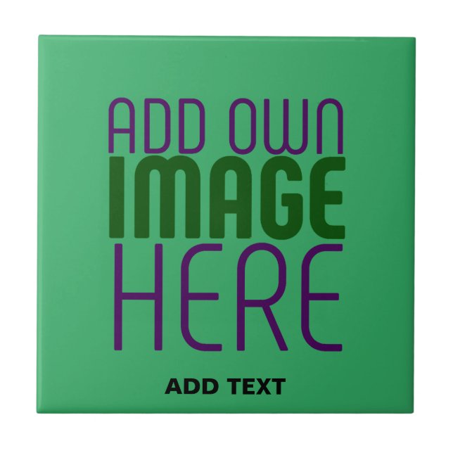 MODERN EDITABLE EMERALD GREEN IMAGE TEXT TEMPLATE TILE (Front)