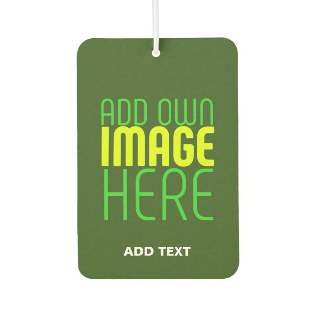 MODERN EDITABLE FOREST GREEN IMAGE TEXT TEMPLATE AIR FRESHENER (Front)