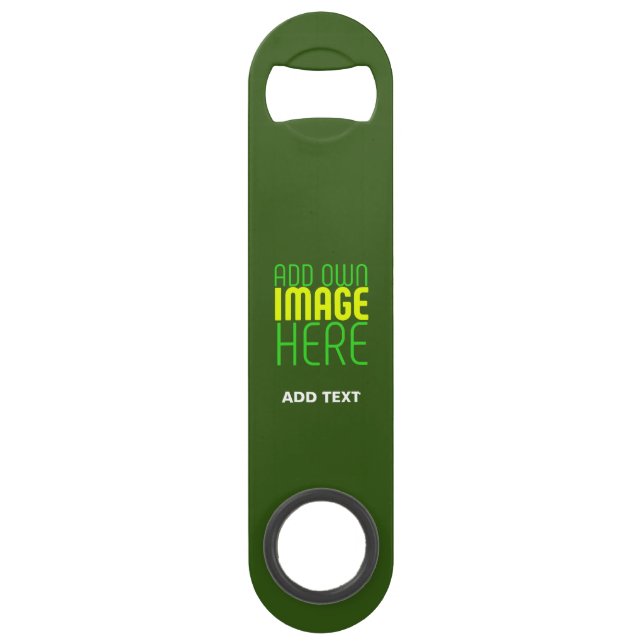 MODERN EDITABLE FOREST GREEN IMAGE TEXT TEMPLATE BAR KEY (Front)