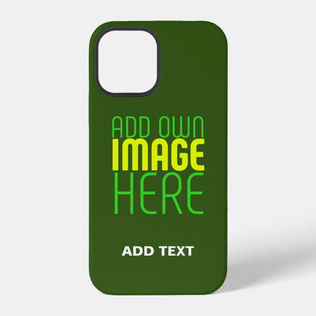 MODERN EDITABLE FOREST GREEN IMAGE TEXT TEMPLATE iPhone CASE (Back)