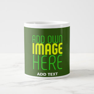 MODERN EDITABLE FOREST GREEN IMAGE TEXT TEMPLATE LARGE COFFEE MUG