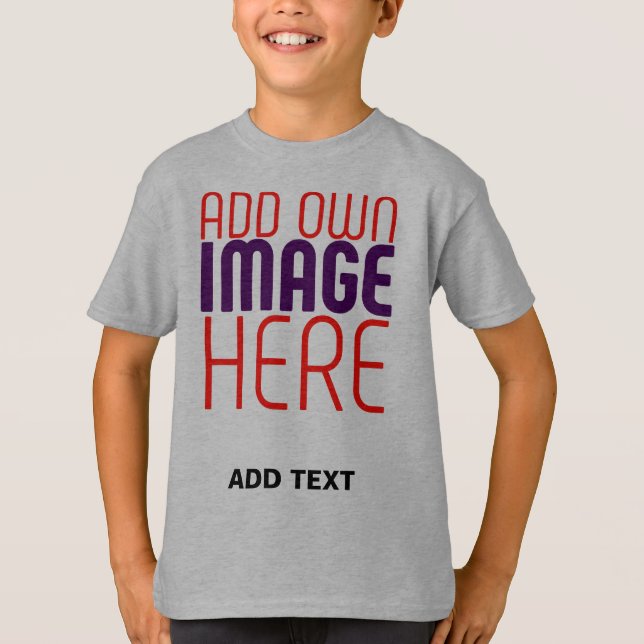 MODERN EDITABLE LIGHT STEEL IMAGE TEXT TEMPLATE T-Shirt (Front)