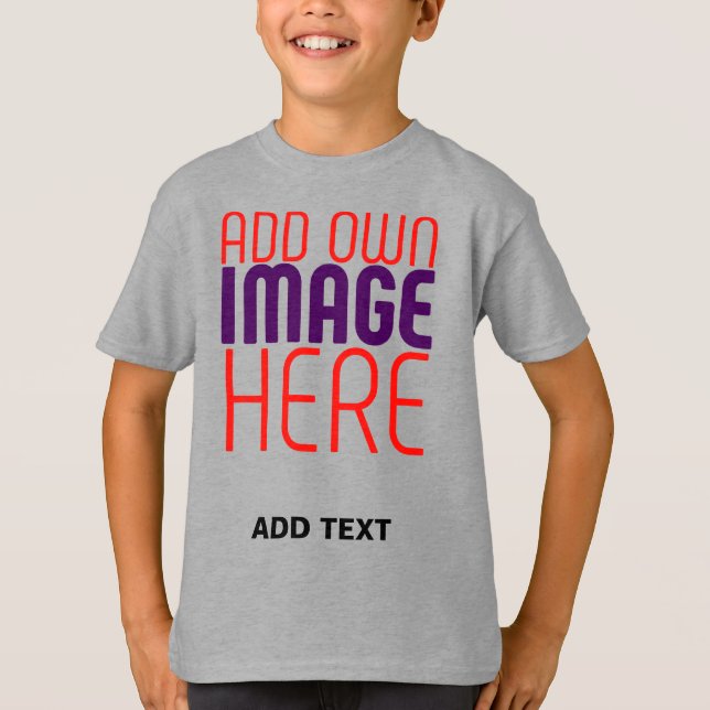 MODERN EDITABLE LIGHT STEEL IMAGE TEXT TEMPLATE T-Shirt (Front)