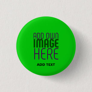 MODERN EDITABLE LIME GREEN IMAGE TEXT TEMPLATE 1 INCH ROUND BUTTON