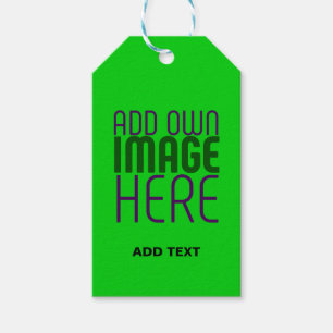 MODERN EDITABLE LIME GREEN IMAGE TEXT TEMPLATE GIFT TAGS