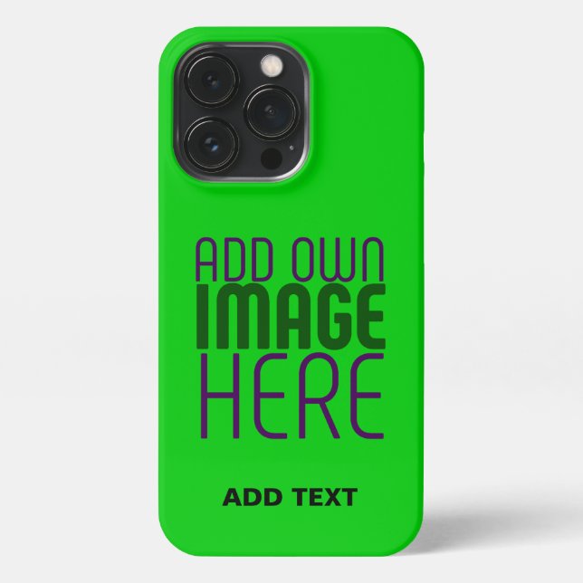 MODERN EDITABLE LIME GREEN IMAGE TEXT TEMPLATE iPhone CASE (Back)