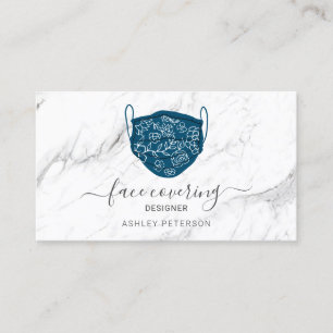 Modern editable mask face covering designer marble business card