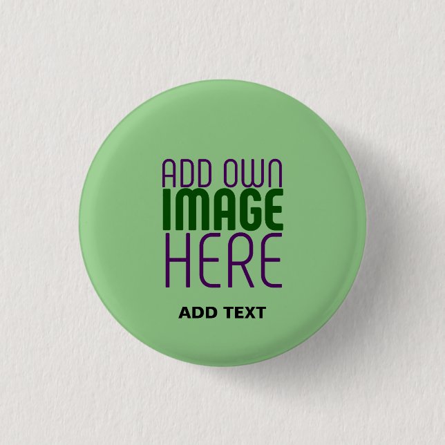 MODERN EDITABLE MINT GREEN IMAGE TEXT TEMPLATE 1 INCH ROUND BUTTON (Front)