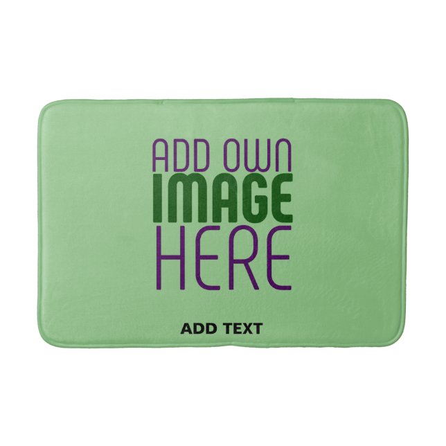 MODERN EDITABLE MINT GREEN IMAGE TEXT TEMPLATE BATH MAT (Front)