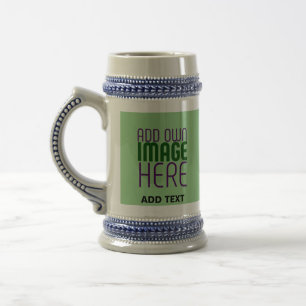 MODERN EDITABLE MINT GREEN IMAGE TEXT TEMPLATE BEER STEIN
