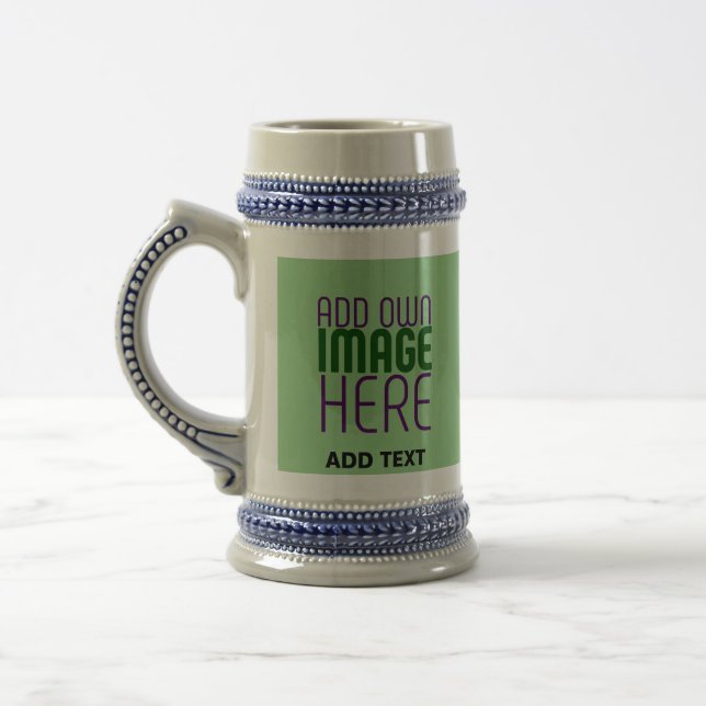 MODERN EDITABLE MINT GREEN IMAGE TEXT TEMPLATE BEER STEIN (Left)