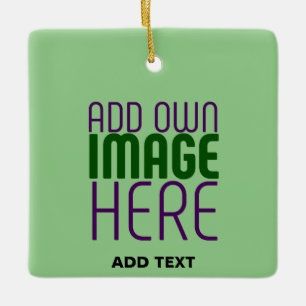 MODERN EDITABLE MINT GREEN IMAGE TEXT TEMPLATE CERAMIC ORNAMENT