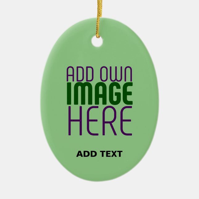  MODERN EDITABLE MINT GREEN IMAGE TEXT TEMPLATE CERAMIC ORNAMENT (Front)