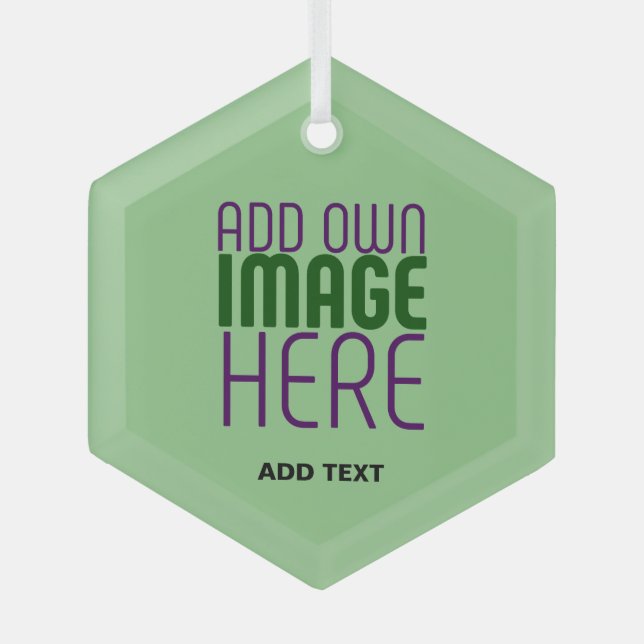  MODERN EDITABLE MINT GREEN IMAGE TEXT TEMPLATE GLASS ORNAMENT (Front)