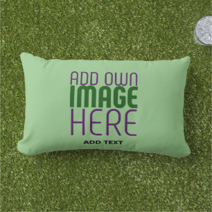 MODERN EDITABLE MINT GREEN IMAGE TEXT TEMPLATE LUMBAR PILLOW