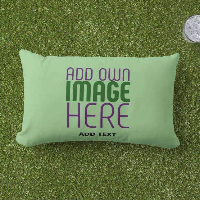 MODERN EDITABLE MINT GREEN IMAGE TEXT TEMPLATE LUMBAR PILLOW (Grass)