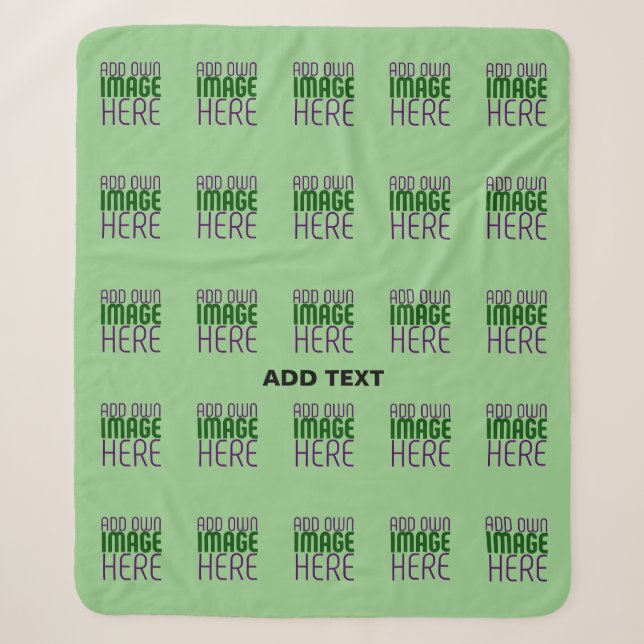MODERN EDITABLE MINT GREEN IMAGE TEXT TEMPLATE SHERPA BLANKET (Front)
