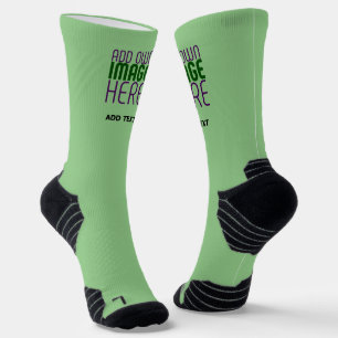 MODERN EDITABLE MINT GREEN IMAGE TEXT TEMPLATE SOCKS