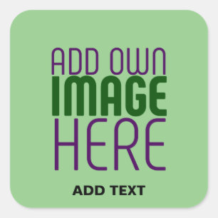 MODERN EDITABLE MINT GREEN IMAGE TEXT TEMPLATE SQUARE STICKER