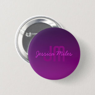 Modern Editable Monogrammed Text & Purple Ombre  2 Inch Round Button
