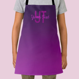Modern Editable Monogrammed Text & Purple Ombre  Apron