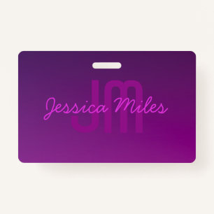 Modern Editable Monogrammed Text & Purple Ombre  Badge