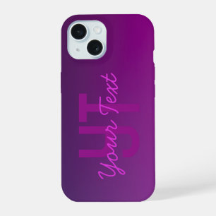 Modern Editable Monogrammed Text & Purple Ombre  iPhone 15 Case